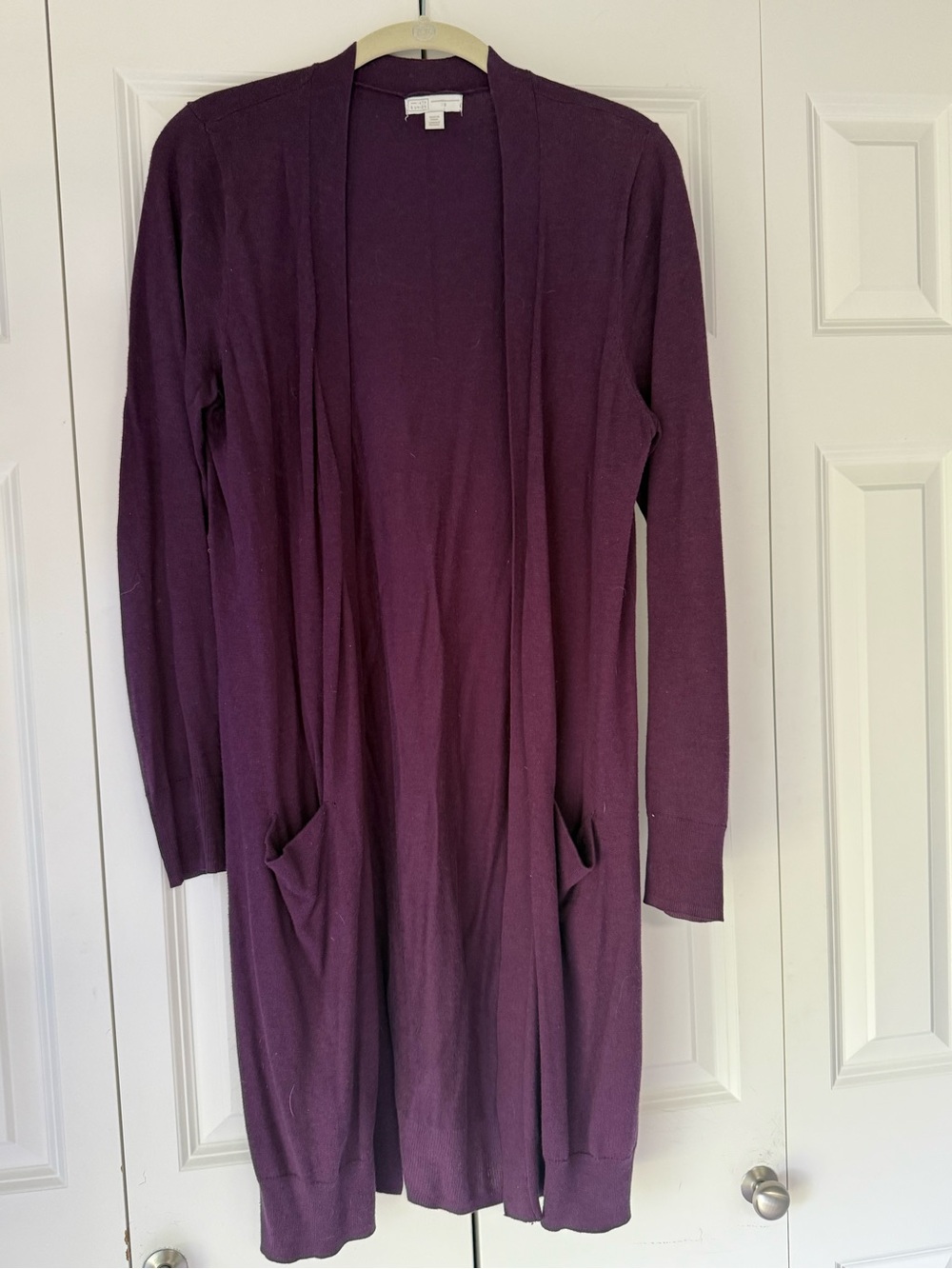14th & Union Plum Open-Front Long Cardigan